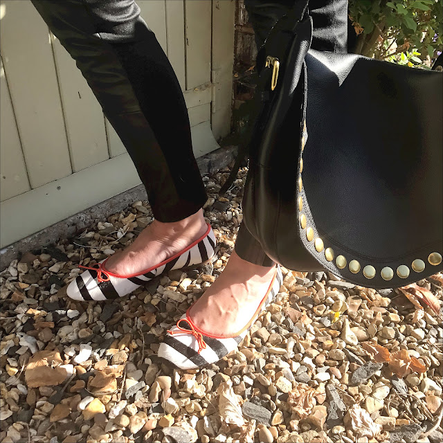 My Midlife Fashion, marks and spencer leather zebra print ballet pumps