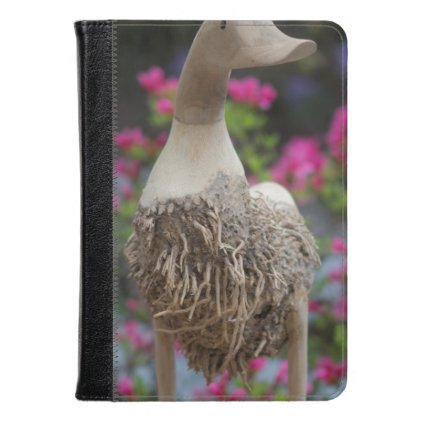 Wooden duck with flowers kindle case