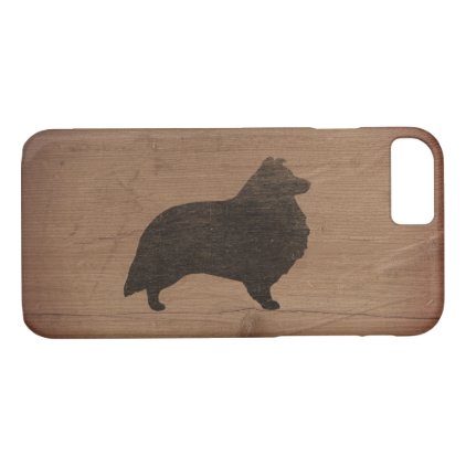 Shetland Sheepdog Silhouette Rustic iPhone 7 Case