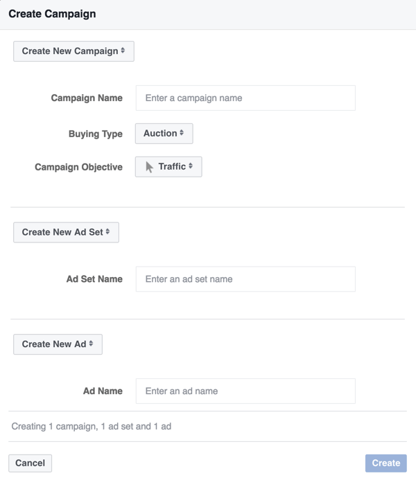 Choose the Traffic campaign objective for your Facebook Messenger ad.