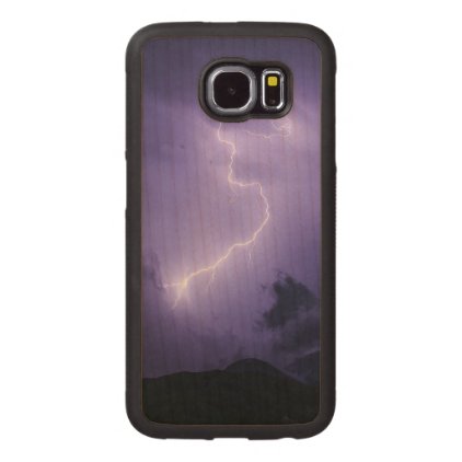 Purple Thunderstorm at Night Wood Phone Case