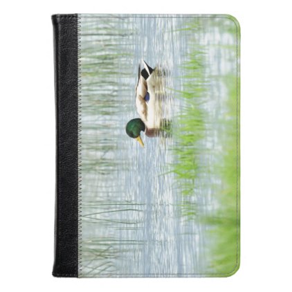 Male mallard duck floating on the water kindle case