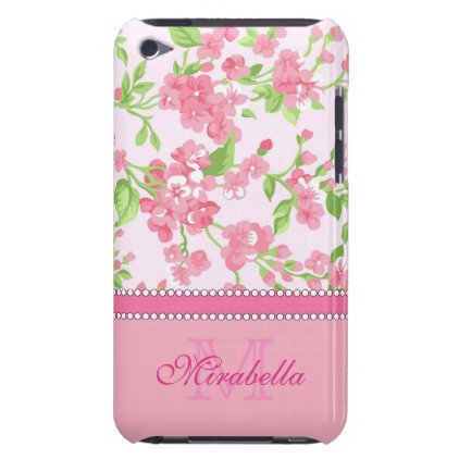 Spring pink watercolor Blossom Branches name Barely There iPod Cover
