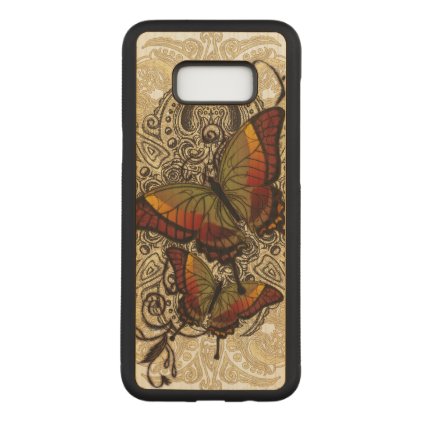 Warm Butterfly Delight on Genuine Hardwood Maple Carved Samsung Galaxy S8+ Case