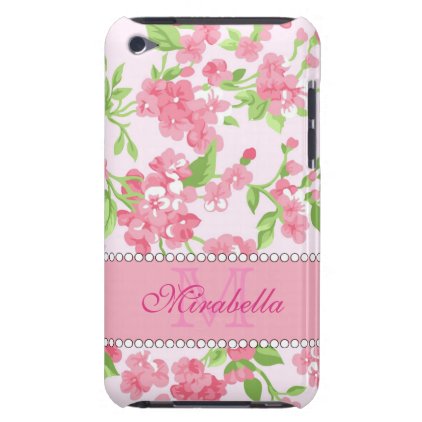 Spring pink watercolor Blossom Branches name iPod Case-Mate Case