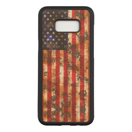 Weathered Rusty American Vertical Flag Carved Samsung Galaxy S8+ Case