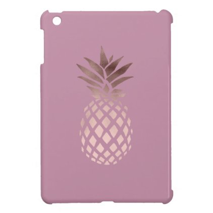 elegant clear rose gold foil tropical pineapple iPad mini cover