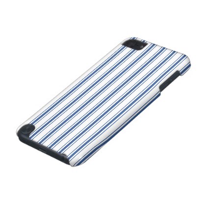 Dark Blue and White Mattress Ticking Narrow Stripe iPod Touch 5G Cover