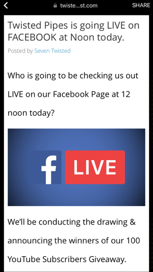 facebook live video announcement