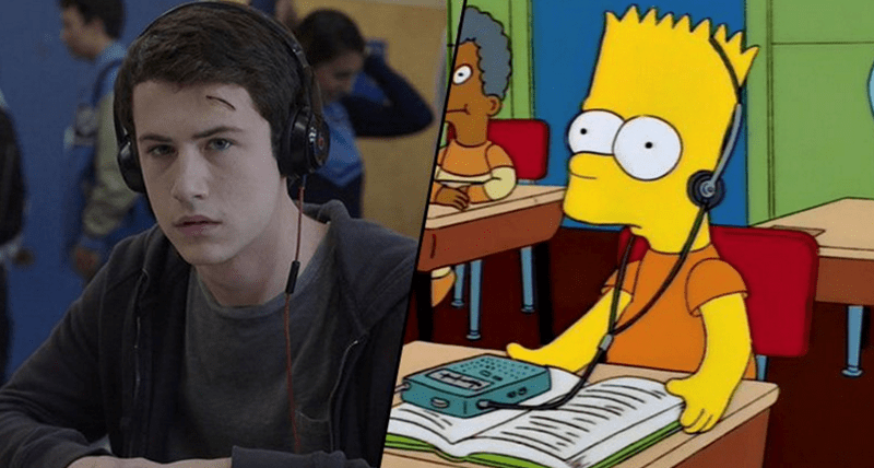 Tweets that show all the moments The Simpsons television show predicted the future of TV shows with crazy accuracy - Cover image of Bart Simpson and 13 Reasons Why