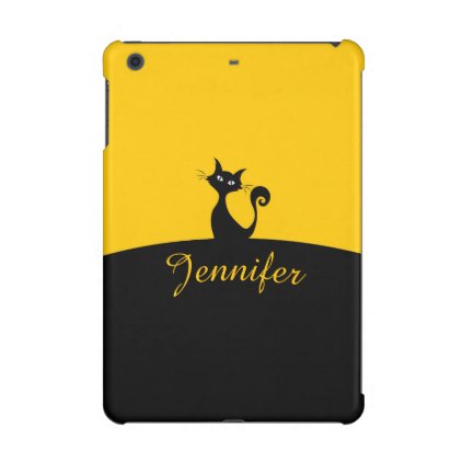 Black Cat Minimal Art, Your Name iPad Mini Retina Case