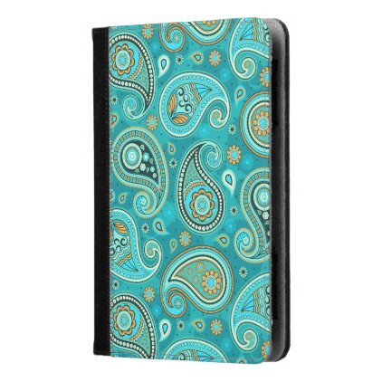 Paisley Pattern teal blue Kindle Case