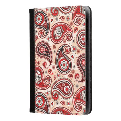 Paisley pattern maroon red beige elegant kindle case