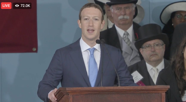But today, that closed captioning system apparently malfunctioned — just as Zuckerberg was giving his commencement speech at Harvard University.