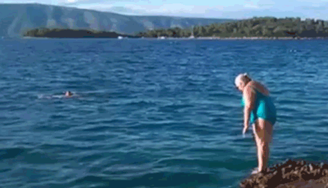 funny fail gif of a woman diving