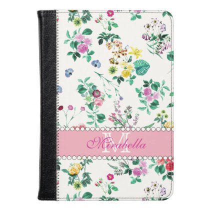 Pink purple red yellow wildflowers & roses, name kindle case