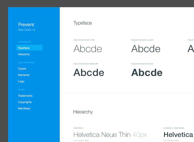 Typeface hierarchy UI Style Guides