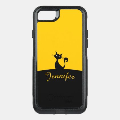 Black Cat Minimal Art, Your Name OtterBox Commuter iPhone 7 Case