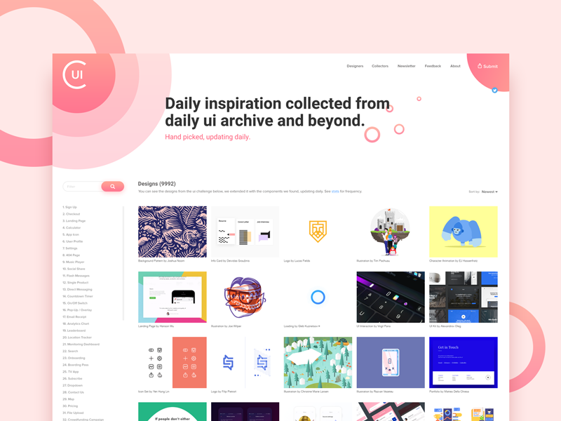 Collect UI website redesign