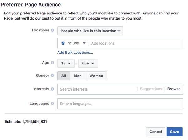 Define a Preferred Audience to help Facebook understand who you want to reach with your posts.