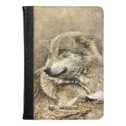 Stunning vintage wolf lying down kindle case