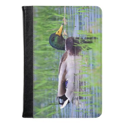 Male mallard duck floating on the water kindle case
