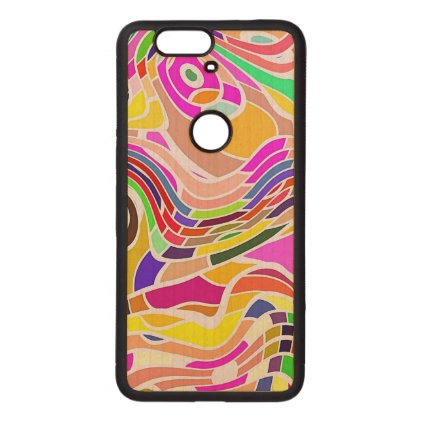 Colorful Abstract Art, Colorful Shapes White Lines Wood Nexus 6P Case