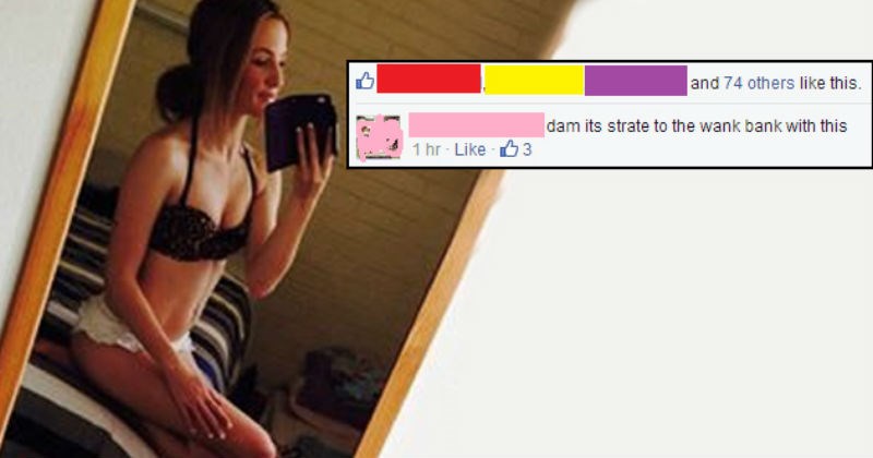 cringe post where a guy says he's putting a girls facebook photo in the wank bank