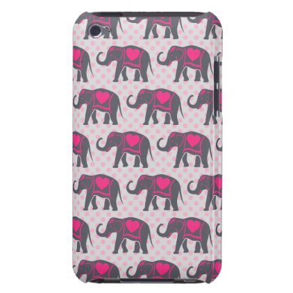 Pretty Gray Hot Pink Elephants on pink polka dots iPod Case-Mate Case