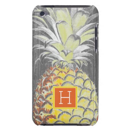Tropical Yellow Pinneapple on Grey Barely There iPod Cover