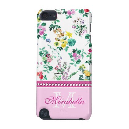 Pink purple red yellow wildflowers & roses, name iPod touch 5G cover
