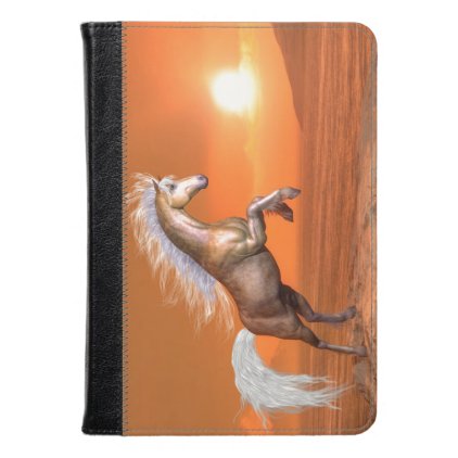 Horse rearing by sunset - 3D render Kindle Case