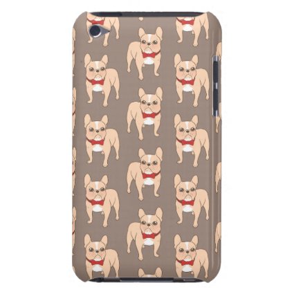 Cute Light fawn French Bulldog with a red bow tie Barely There iPod Case