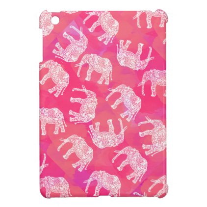 girly pink colorful tribal floral elephant pattern cover for the iPad mini