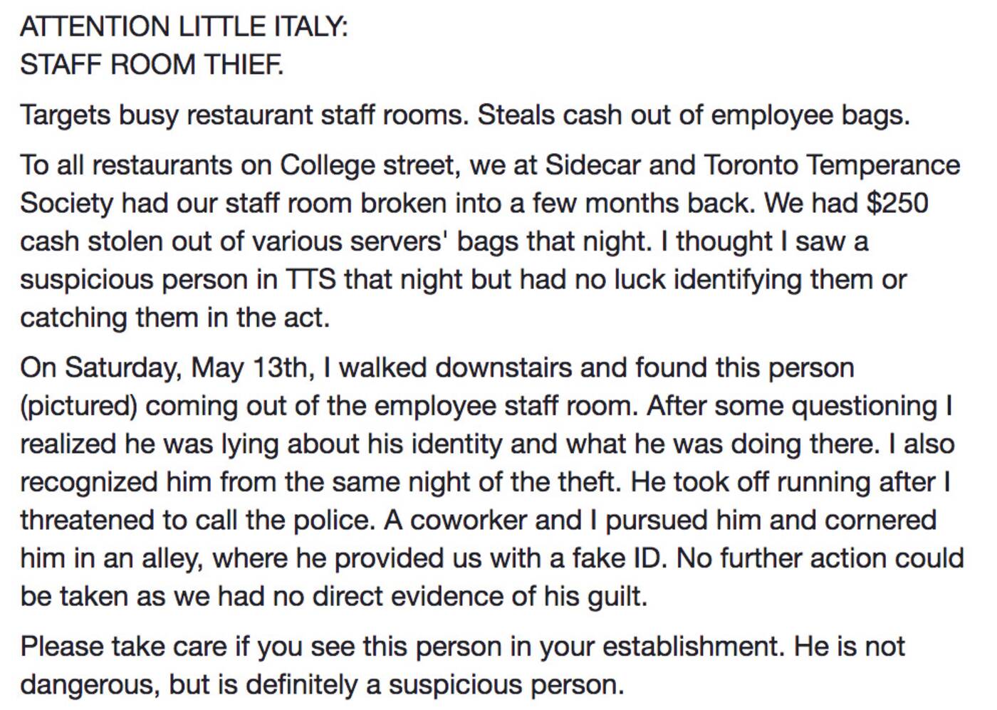 restaurant thief toronto