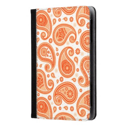 Paisley pattern bright orange elegant kindle case