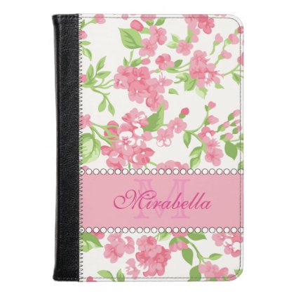 Spring pink watercolor Blossom Branches name Kindle Case