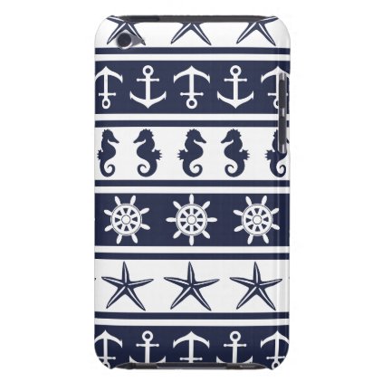 Nautical pattern on custom background color barely there iPod cover