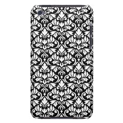 Flourish Damask Pattern White on Black iPod Case-Mate Case