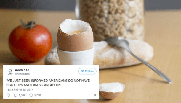 Scottish guy goes on Twitter rant about how everyone in the world is eating their eggs wrong.