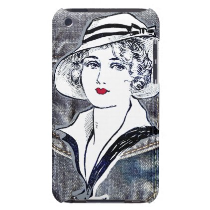 Denim/jean design & vintage ladies fashion print barely there iPod cover