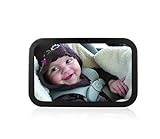Amzdeal Baby Spiegel fürs Auto Easy View - Rückspiegel für Babyschalen im Auto (300 x 190 mm) in schwarz