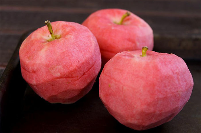 Peeled Pink Pearl Apples