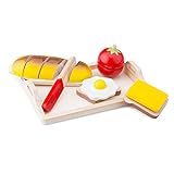 New Classic Toys - Frühstücksteller Brot Ei Käse zum schneiden Holz