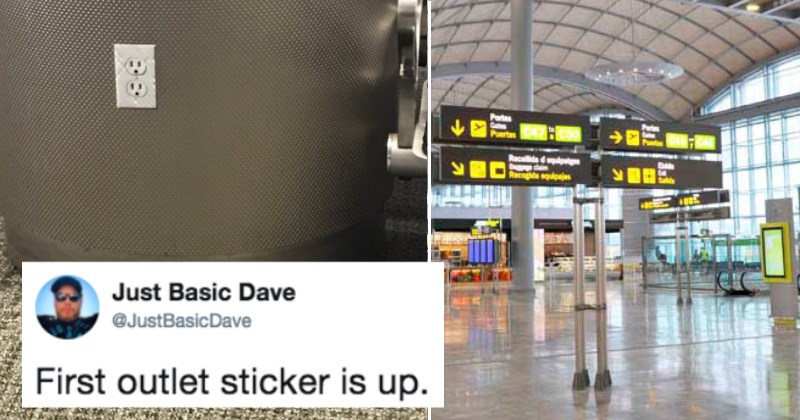 Guy live-tweets the funny video results of people's reactions to airpot power outlet prank.