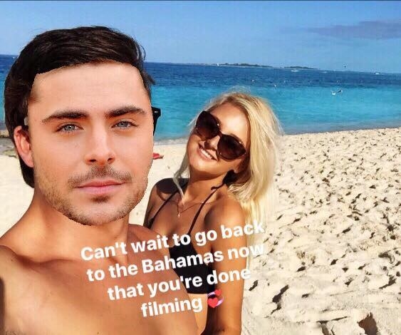 Baylee made a few minor tweaks to the photos, so she could keep sharing them on social media. She cut and pasted Zac Efron's head on her ex's, and honestly, the pics look great.