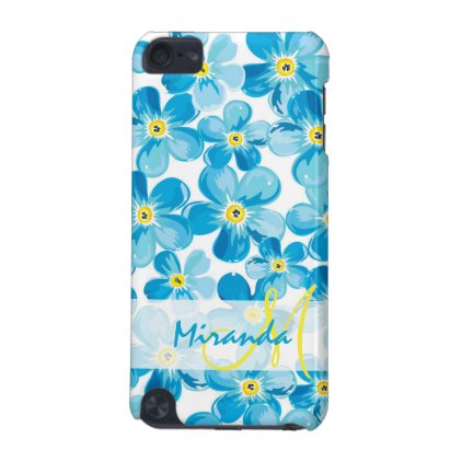 Vibrant watercolor blue forget me not flowers name iPod touch 5G cover