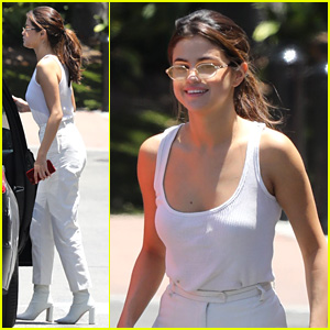 Selena Gomez Looks Chic in All White for Her Studio Stop