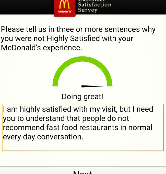 McDonald's wanted to know why I wouldn't recommend them