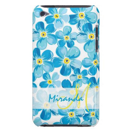 Vibrant watercolor blue forget me not flowers name iPod touch case